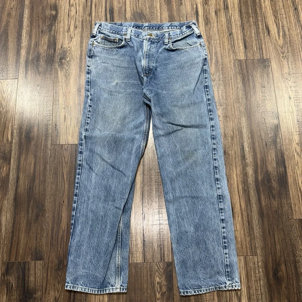 Carhartt Jeans Mens 38x33 Relaxed Fit Blue Denim B460 DVB 100% Cotton Workwear